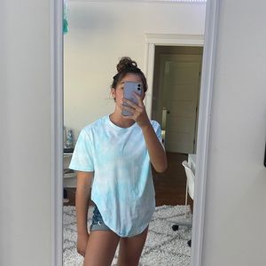 pastel blue tie dye oversized tee